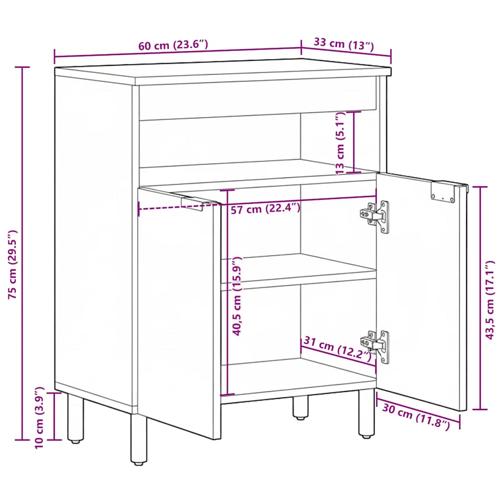 Sideboard Schwarz 60x33x75 cm Holzwerkstoff
