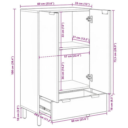 Highboard Schwarz 60x33x100 cm Holzwerkstoff