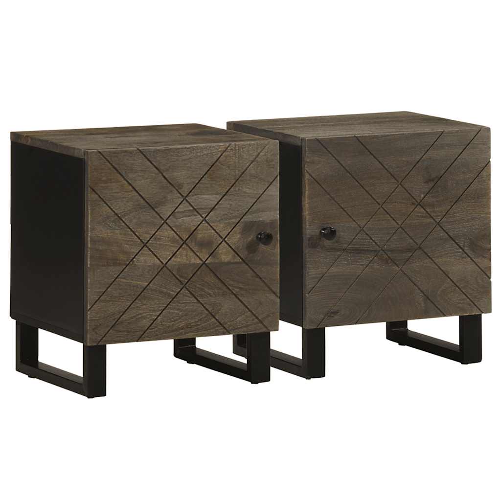 vidaXL Nachttische 2 Stk. Schwarz 40x33x46 cm Massivholz Mango