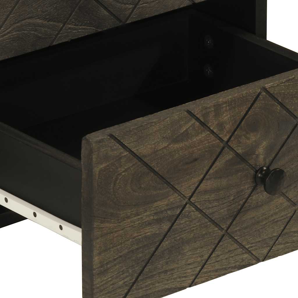 vidaXL Nachttisch Schwarz 40x33x46 cm Massivholz Mango
