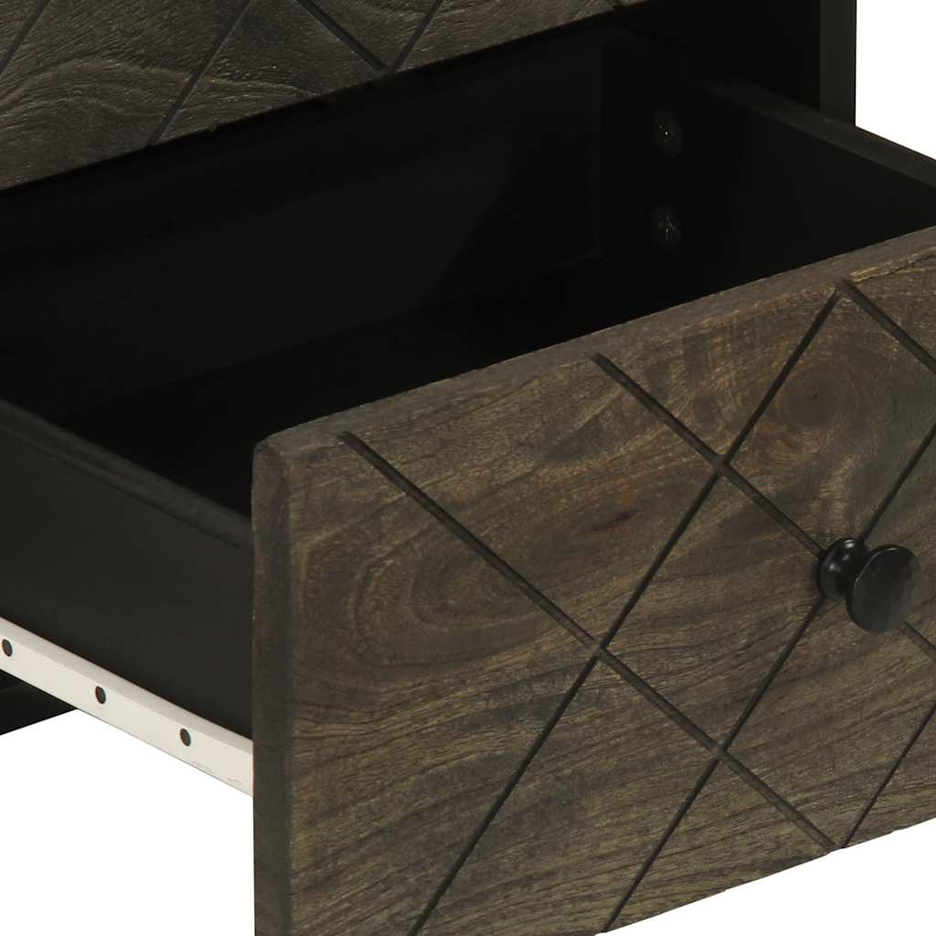 vidaXL Nachttische 2 Stk. Schwarz 40x33x46 cm Massivholz Mango