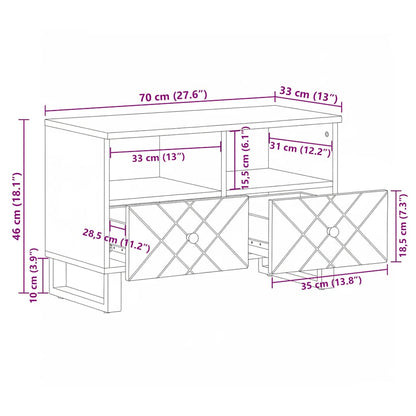 TV-Schrank Schwarz 70x33x46 cm Massivholz Mango