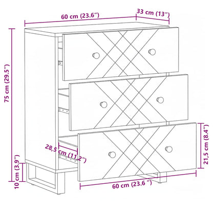 Sideboard Schwarz 60x33x75 cm Massivholz Mango
