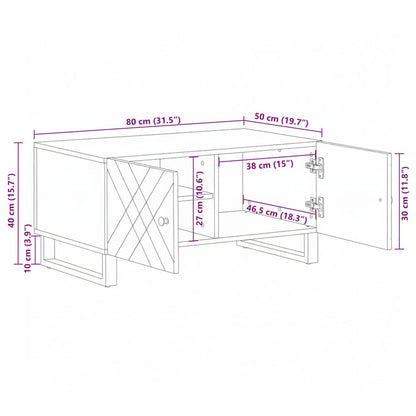 Couchtisch Schwarz 80x50x40 cm Massivholz Mango