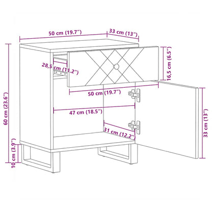 vidaXL Nachttisch Schwarz 50x33x60 cm Massivholz Mango