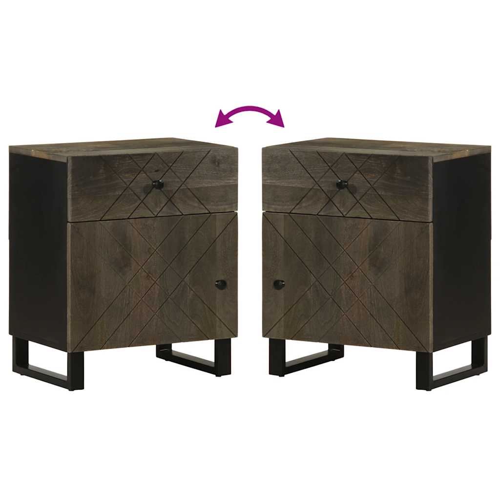 vidaXL Nachttisch Schwarz 50x33x60 cm Massivholz Mango