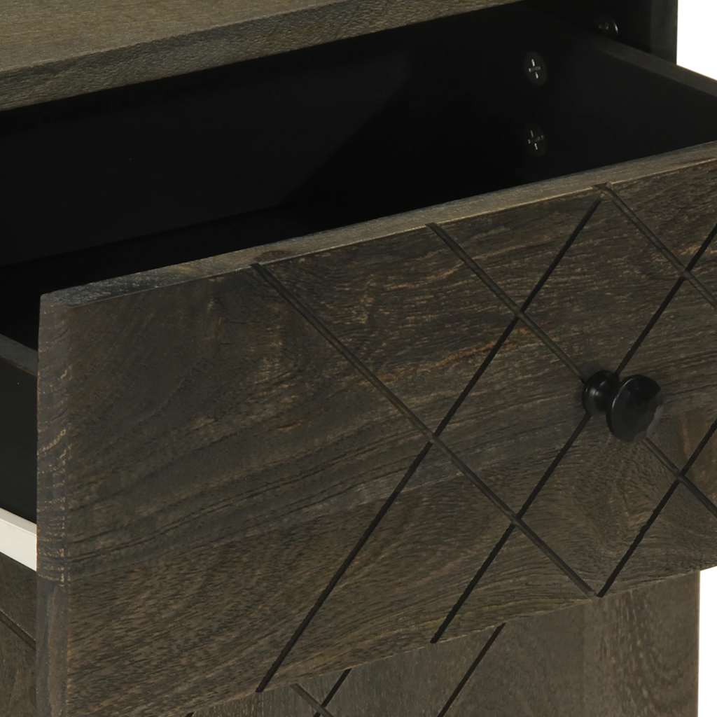 vidaXL Nachttisch Schwarz 50x33x60 cm Massivholz Mango