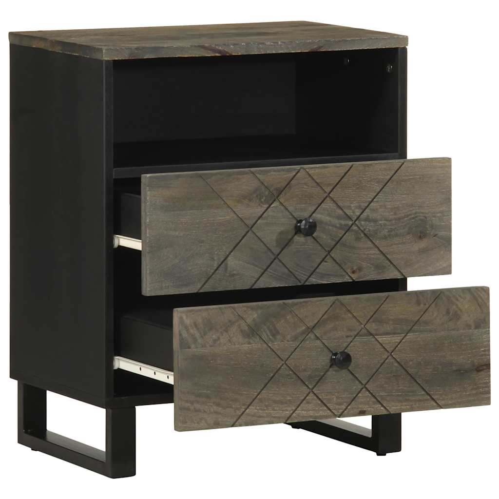 vidaXL Nachttisch Schwarz 50x33x62 cm Massivholz Mango