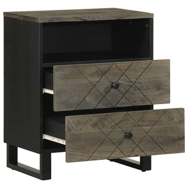 vidaXL Nachttisch Schwarz 50x33x62 cm Massivholz Mango