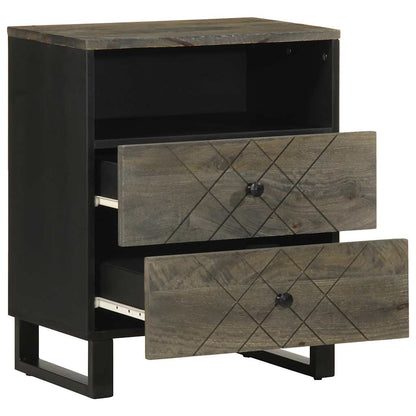 vidaXL Nachttisch Schwarz 50x33x62 cm Massivholz Mango