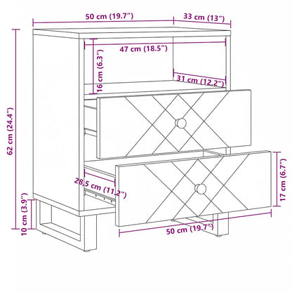 vidaXL Nachttisch Schwarz 50x33x62 cm Massivholz Mango