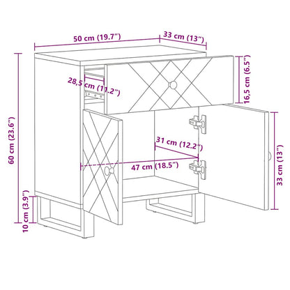 Nachttisch Schwarz 50x33x60 cm Massivholz Mango