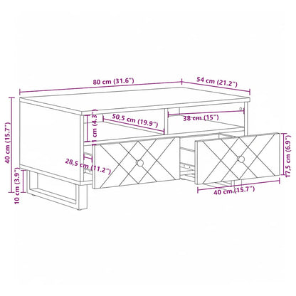 Couchtisch Schwarz 80x54x40 cm Massivholz Mango