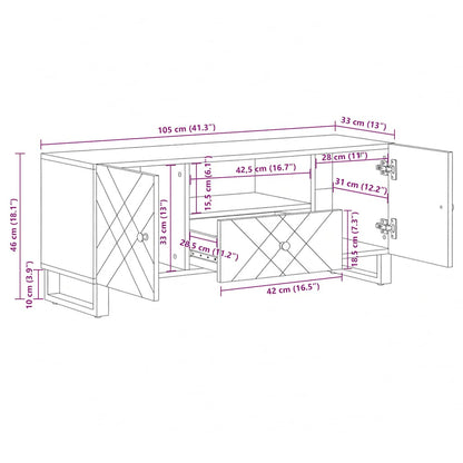 vidaXL TV-Schrank Schwarz 105x33x46 cm Massivholz Mango