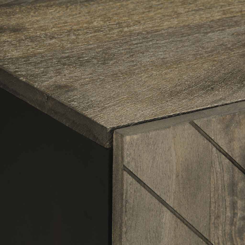 vidaXL TV-Schrank Schwarz 105x33x46 cm Massivholz Mango