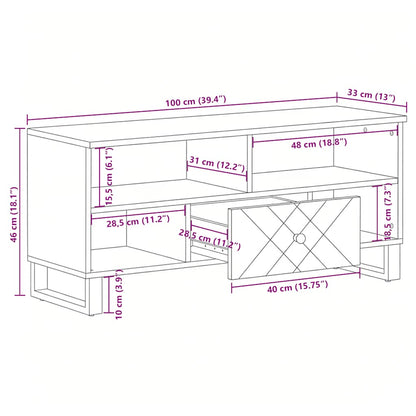 TV-Schrank 100x33x46 cm Massivholz Mango