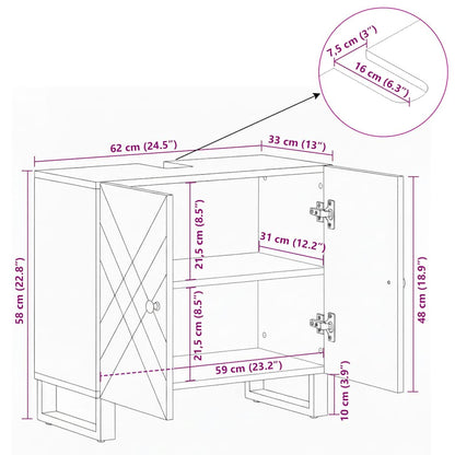 vidaXL Waschbeckenunterschrank Schwarz 62x33x58 cm Massivholz Mango