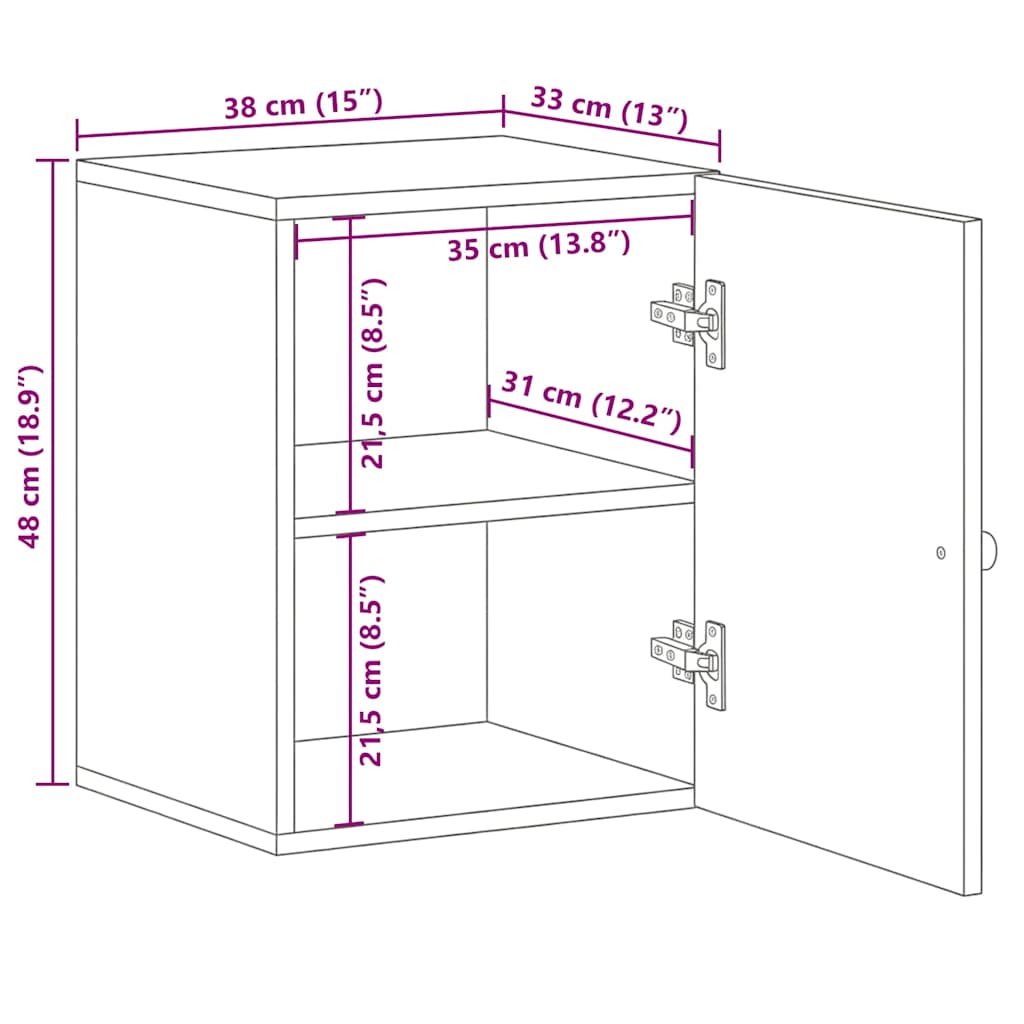 vidaXL Armoire murale de salle de bain noir 38x33x48 cm bois de manguier massif