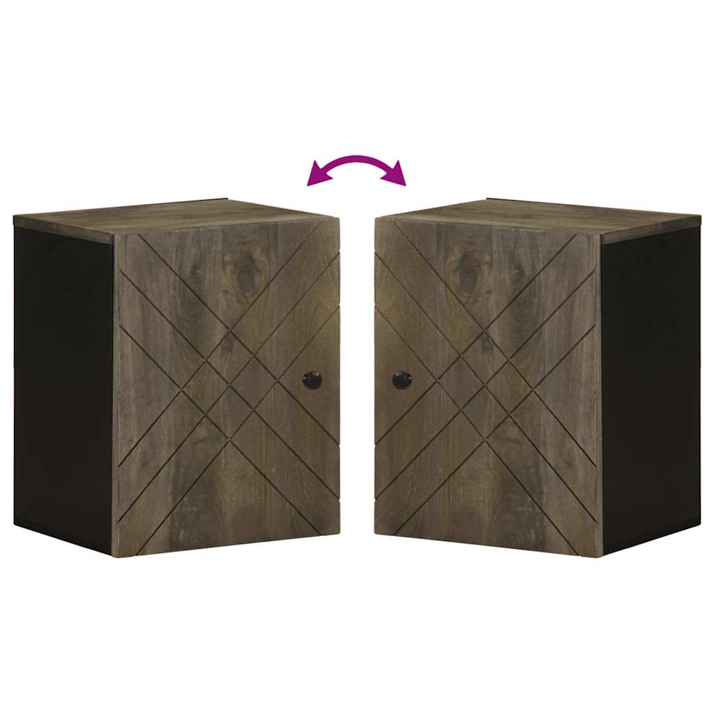 vidaXL Armoire murale de salle de bain noir 38x33x48 cm bois de manguier massif