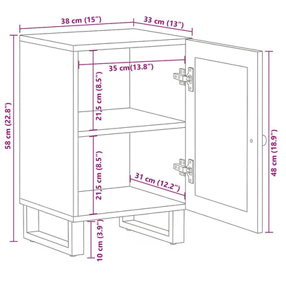 vidaXL Meuble de salle de bain noir 38x33x58 cm Bois de manguier massif
