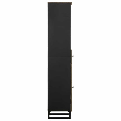 vidaXL Badschrank Schwarz 38x33x160 cm Massivholz Mango
