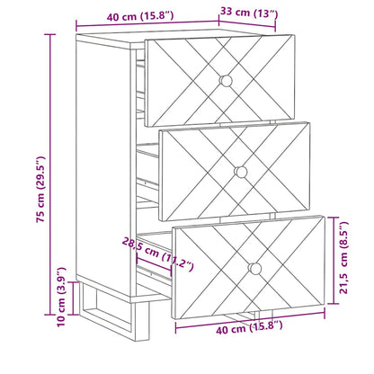 Sideboard Schwarz 40x33x75 cm Massivholz Mango
