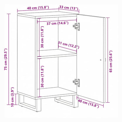 Sideboard Schwarz 40x33x75 cm Massivholz Mango