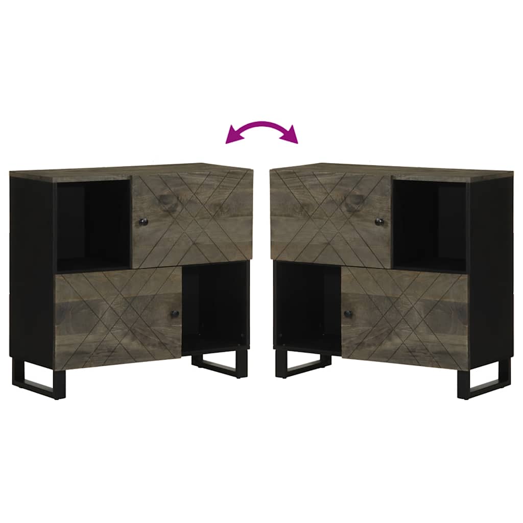 Sideboard Schwarz 80x33x75 cm Massivholz Mango