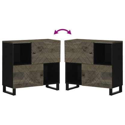 Sideboard Schwarz 80x33x75 cm Massivholz Mango