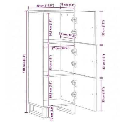 Highboard 40x33x110 cm Massivholz Mango