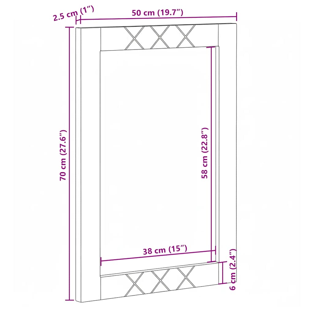 vidaXL Badspiegel Grau 50x3x70 cm Massivholz Mango
