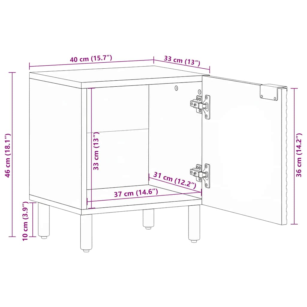 vidaXL Nachttische 2 Stk. Braun 40x33x46 cm Massivholz Mango