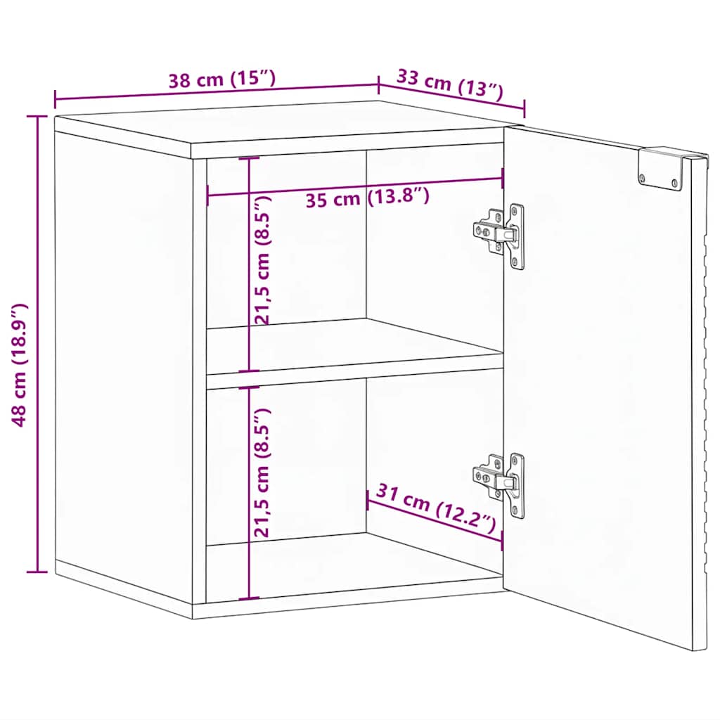 vidaXL Bad-Hängeschrank Braun 38x33,5x48 cm Massivholz Mango