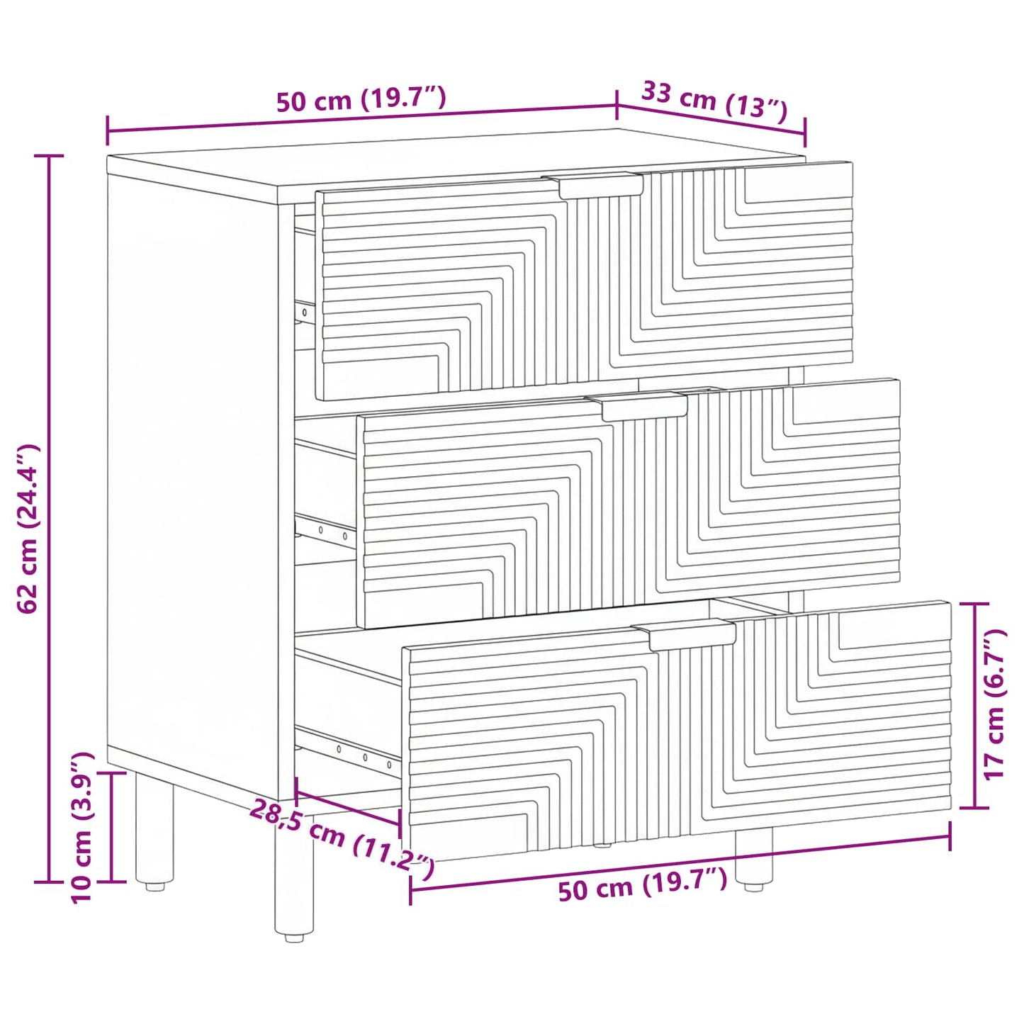vidaXL Nachttisch Braun 50 x 33 x 62 cm Massivholz Akazie