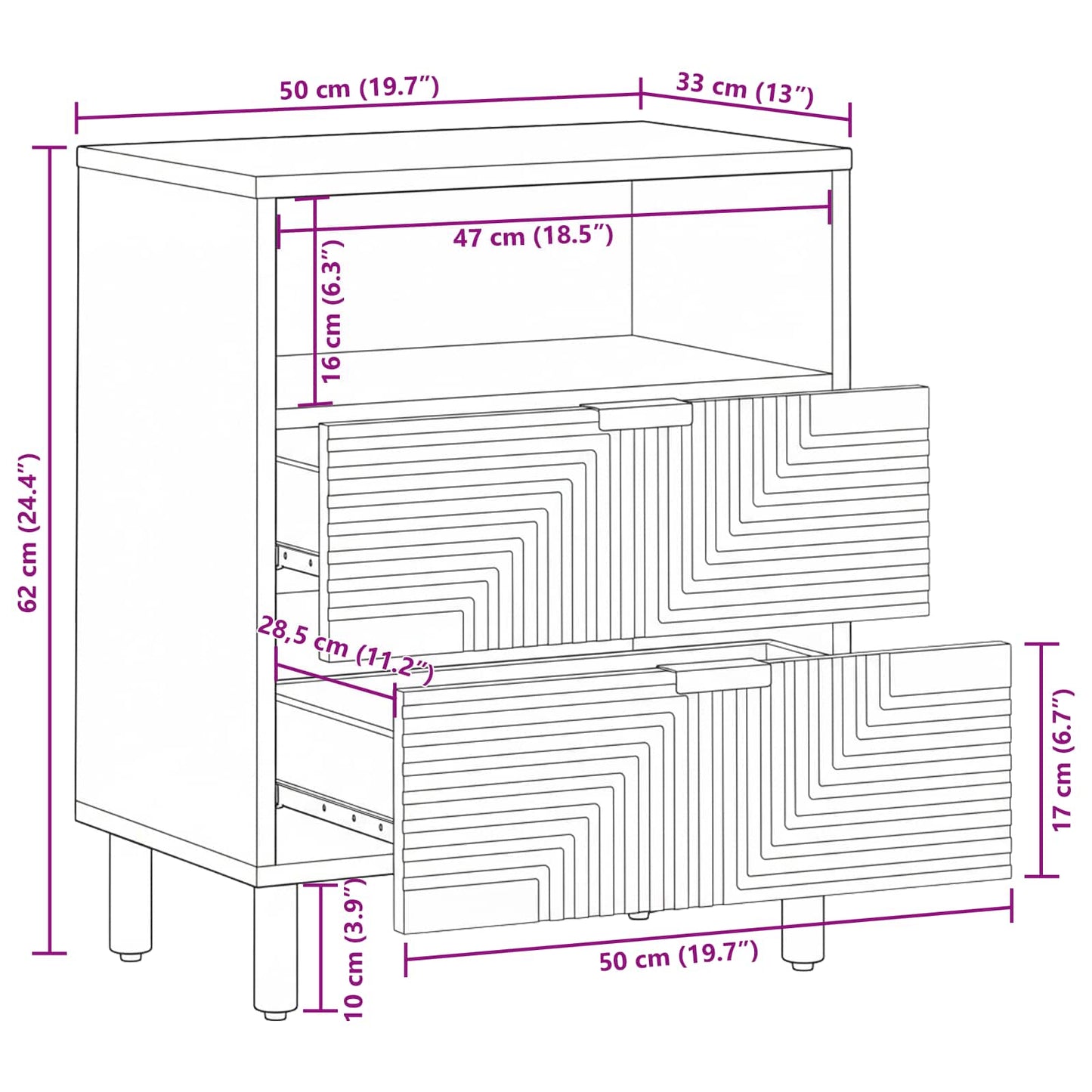vidaXL Nachttisch Braun 50 x 33 x 62 cm Massivholz Akazie