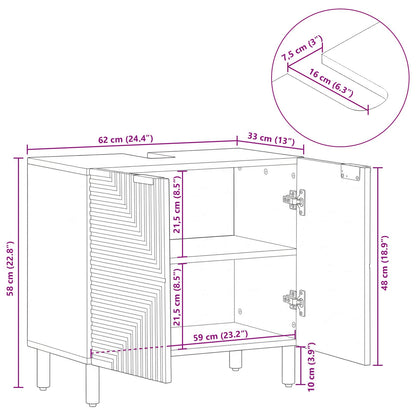 vidaXL Waschbeckenschrank mit Regal Massivholz Akazie 62 x 33 x 58 cm