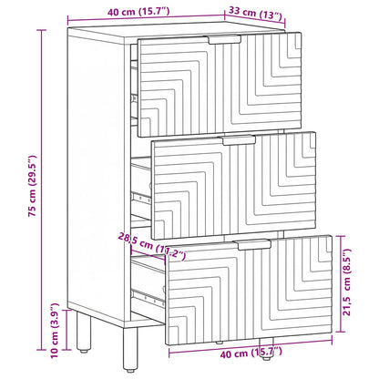 Sideboard Natur 40 x 33,5 x 75 cm Massivholz Akazie