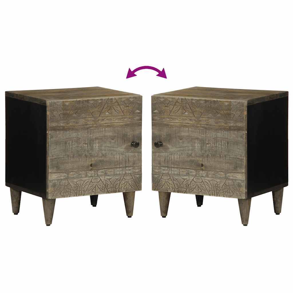 vidaXL Nachttische 2 Stück Hellgrau 40x33x46 cm Massivholz Mango