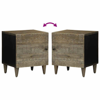 vidaXL Nachttische 2 Stück Hellgrau 40x33x46 cm Massivholz Mango