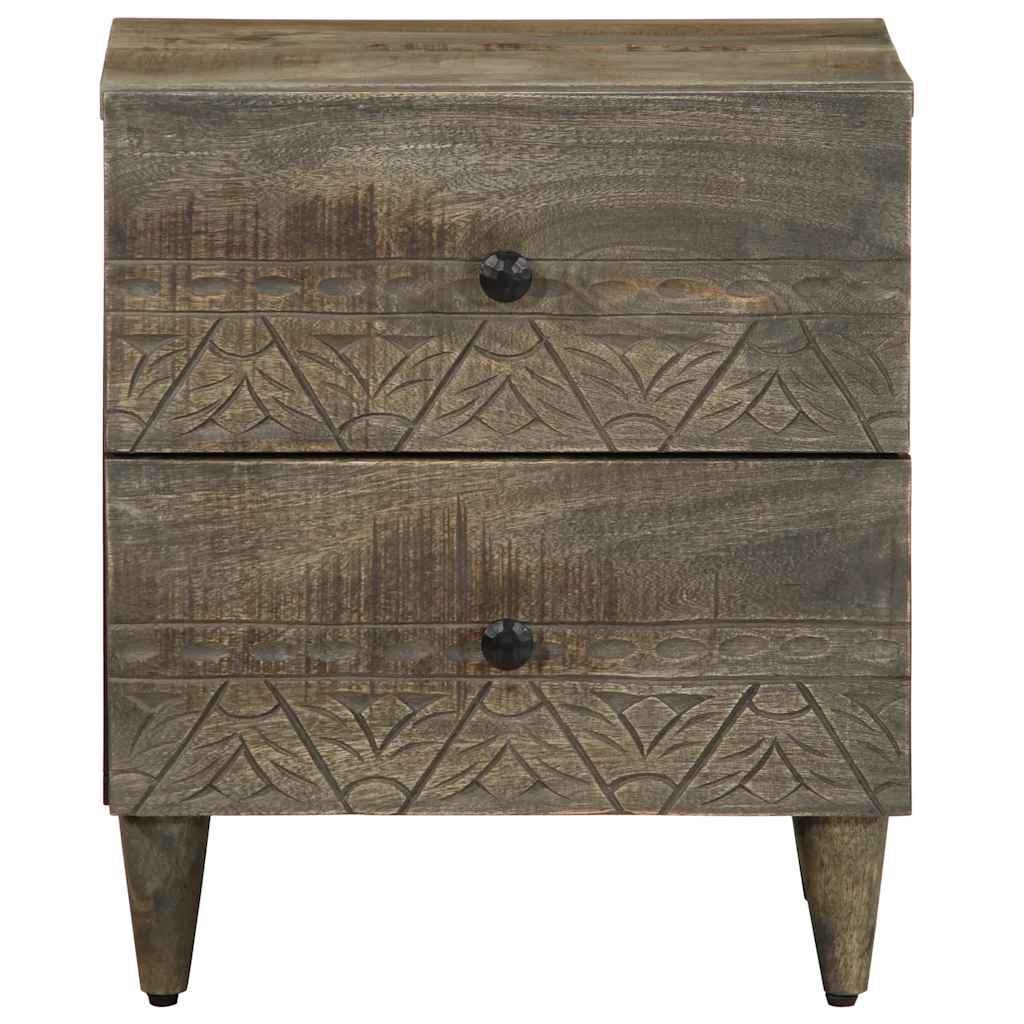 vidaXL Nachttische 2 Stück Hellgrau 40x33x46 cm Massivholz Mango