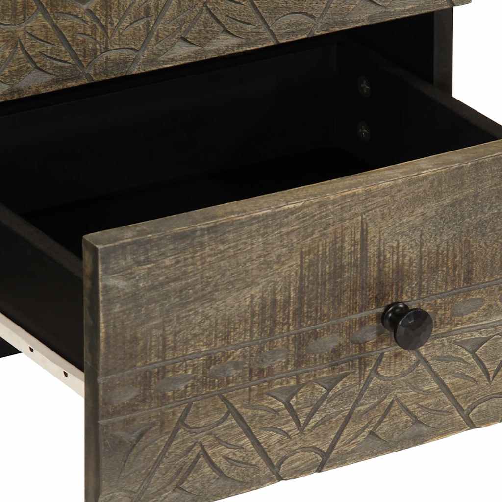 vidaXL Nachttische 2 Stück Hellgrau 40x33x46 cm Massivholz Mango