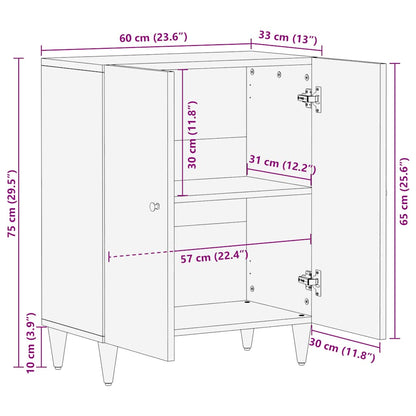 vidaXL Sideboard Hellgrau 60x33,5x75 cm Massivholz Mango