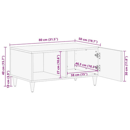 vidaXL Table basse gris clair 80x50x40 cm Bois de manguier massif
