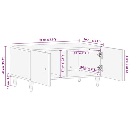 vidaXL Table basse gris clair 80x50x40 cm Bois de manguier massif