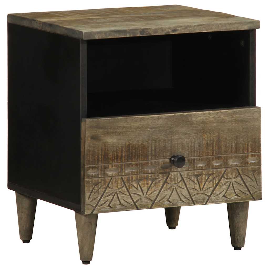 vidaXL Nachttische 2 Stück Hellgrau 40x33x46 cm Massivholz Mango