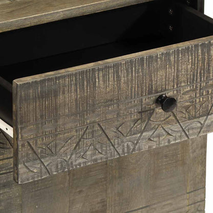 vidaXL Nachttisch Hellgrau 50x33x60 cm Massivholz Mango