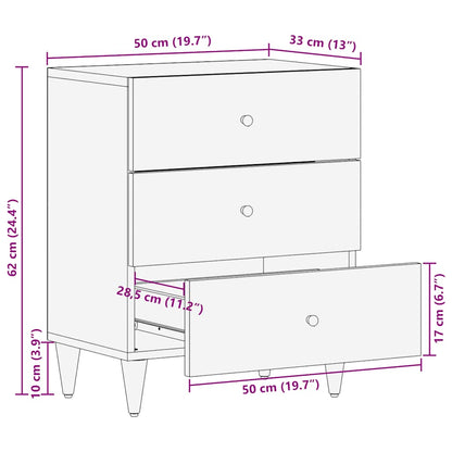 vidaXL Nachttisch Hellgrau 50x33x60 cm Massivholz Mango