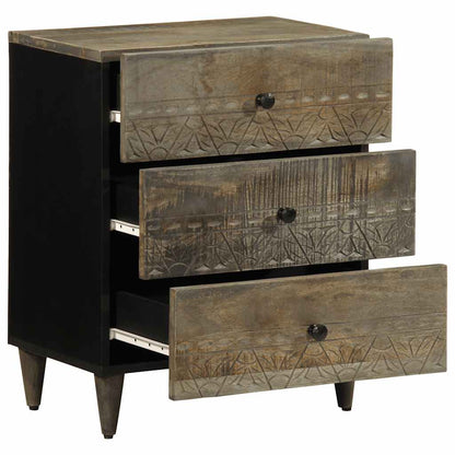vidaXL Nachttisch Hellgrau 50x33x60 cm Massivholz Mango