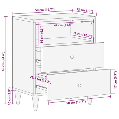 vidaXL Nachttisch Hellgrau 50x33x60 cm Massivholz Mango