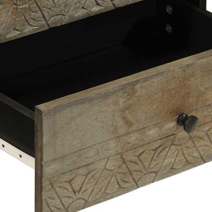 vidaXL Nachttisch Hellgrau 50x33x60 cm Massivholz Mango
